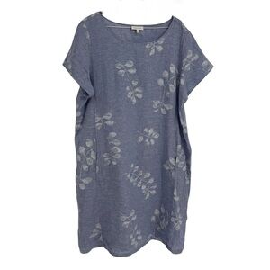 Habitat | Dresses | Habitat Linen Blend A Line Midi Dress Blue White Floral  Size Xl Short Sleeves | Poshmark